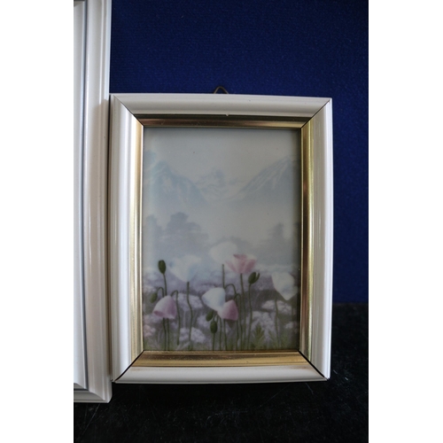 228 - 3 x Framed Painted Tiles - Largest 20cm Tall