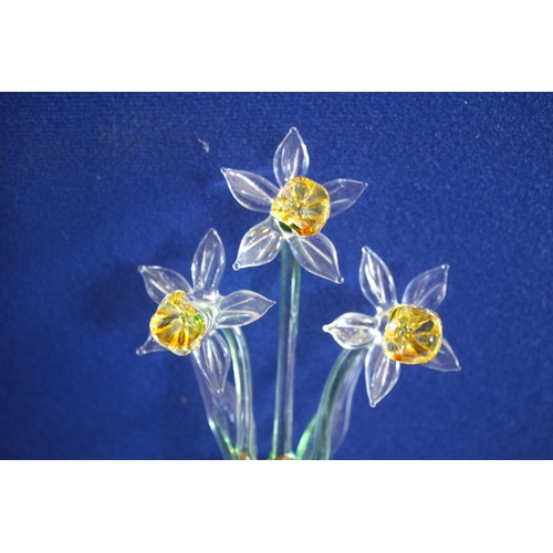 229 - Small Swarovski Styled Glass Swan and Daffodils in a Pot