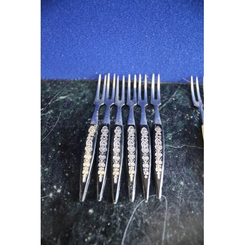 231 - 2 x Sets of 6 Snack or Pickle Forks - Japanese Steel