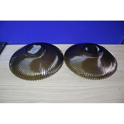 238 - Pair of French Frilled Glass Dishes - 29cm Dia