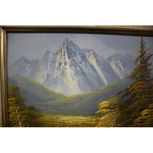 245 - Ornate Framed Oil on Canvas of a Mountain Scene Signed by H. Lupas - 35 x 30cm