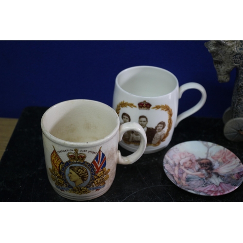 273 - 2 x Royal Worcester Pin Dishes - Royal Commemorative Mugs Collingwood and Meakin and a Pottery Horse... 