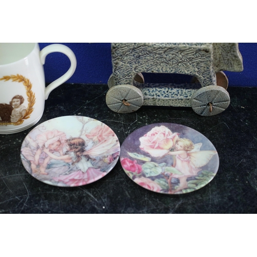 273 - 2 x Royal Worcester Pin Dishes - Royal Commemorative Mugs Collingwood and Meakin and a Pottery Horse... 