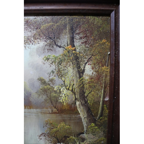 277 - Framed Oil on Canvas Painting of Woodland Scene with Stream - Signed - I Cafier - 45.5 x 35.5cm