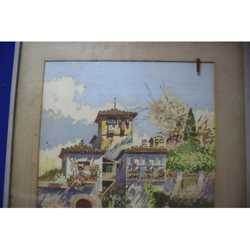 281 - Framed and Mounted Watercolour Depicting a Large Villa - Indistinguishably Signed Bottom Right - 41 ... 