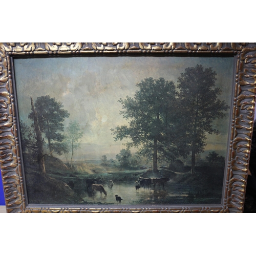 283 - Framed Print of Cattle in a Stream - 82 x 65cm