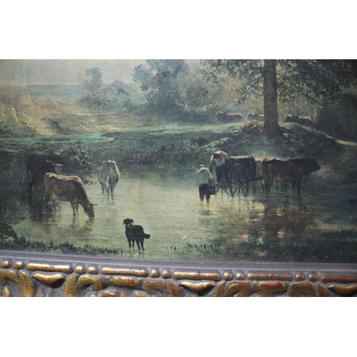 283 - Framed Print of Cattle in a Stream - 82 x 65cm