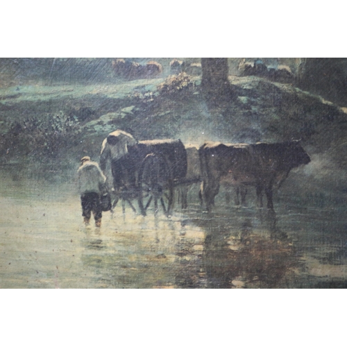 283 - Framed Print of Cattle in a Stream - 82 x 65cm