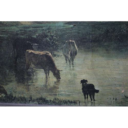 283 - Framed Print of Cattle in a Stream - 82 x 65cm