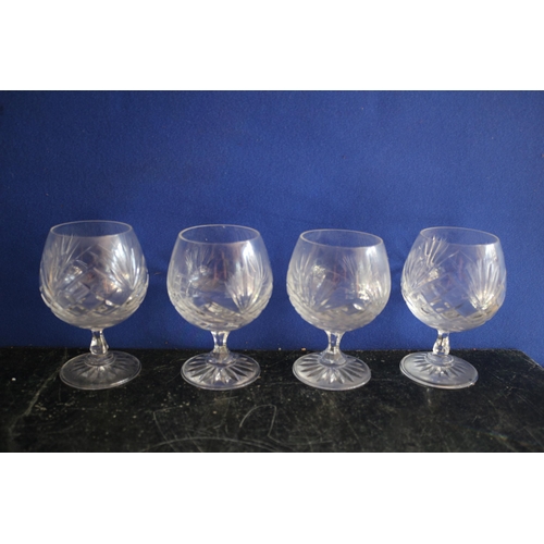 287 - Set of 4 Crystal Brandy Glasses with Nice Pattern