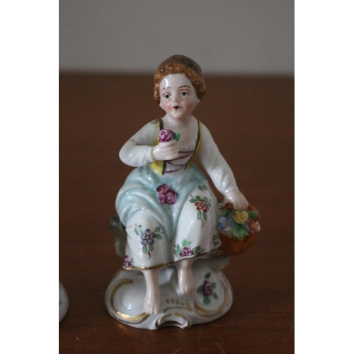 301 - Pair of Early 20th Century German Sitzendorf Figurines - Meissen Styled - Tallest 10cm