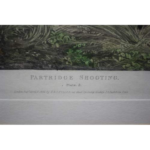 310 - Plates 2 & 3 Partridge Shooting Engravings 1835 - Framed and Glazed - 61 x 58cm