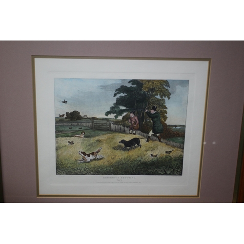 310 - Plates 2 & 3 Partridge Shooting Engravings 1835 - Framed and Glazed - 61 x 58cm