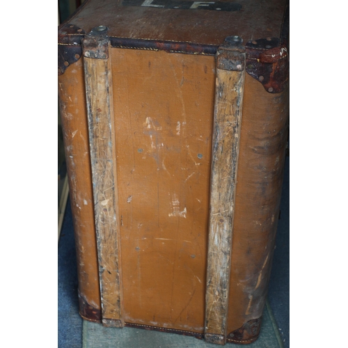 320 - Large Vintage Hardened Canvas Covered Trunk with Initials L F