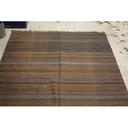 327 - Large Striped Aged Rug - 242 x 168