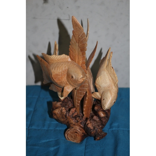 328 - Hand Carved Wooden Fish Sculpture