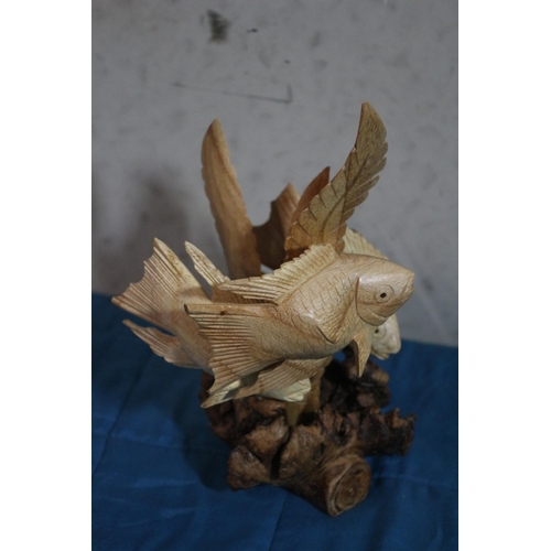 328 - Hand Carved Wooden Fish Sculpture