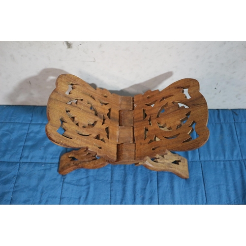 329 - Hand Carved Wooden Book Rest - 31cm