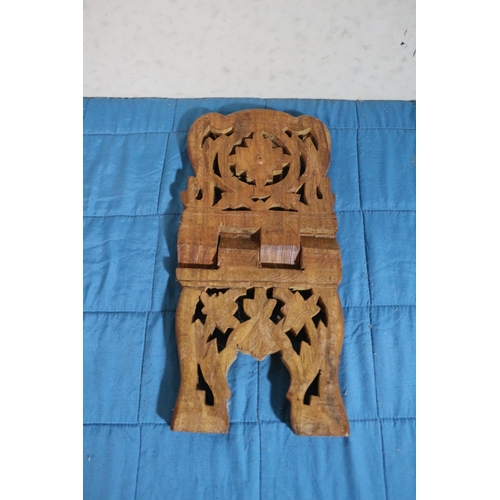 329 - Hand Carved Wooden Book Rest - 31cm