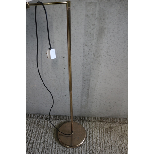 337 - 1980's Brass Effect Floor Lamp with Reading Extension Arm