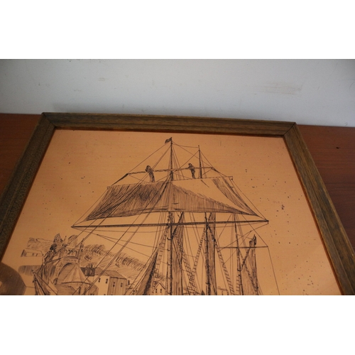 359 - Copper Engraving of Ship, Charlotte Rhodes, The Onedin Line, 61 x 49 cm