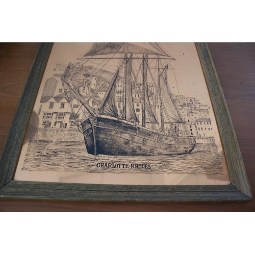 359 - Copper Engraving of Ship, Charlotte Rhodes, The Onedin Line, 61 x 49 cm