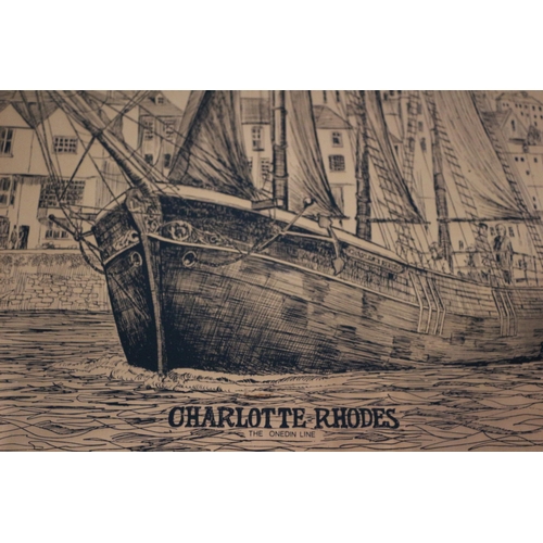 359 - Copper Engraving of Ship, Charlotte Rhodes, The Onedin Line, 61 x 49 cm