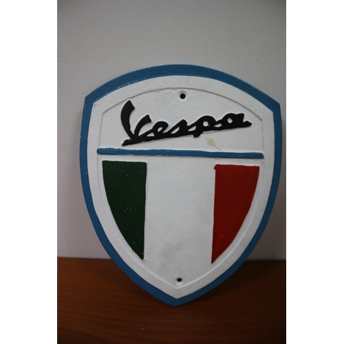 380 - Vespa Cast Iron Sign, 29cm