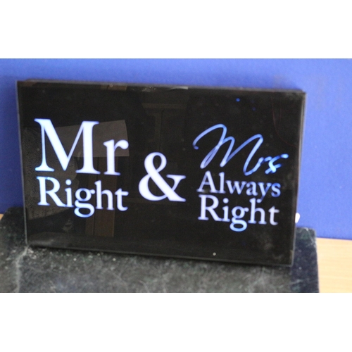 408 - Mr & Mrs Illuminated Sign, 40 x 26cm