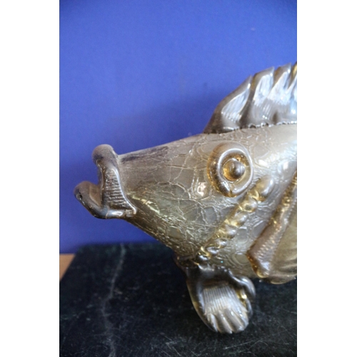 438 - Large Glass Fish, cracked, 46 x 24 cm