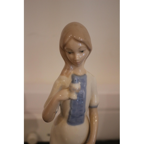 491 - Rex Valencia Lady with Bird Figurine, 24cm High