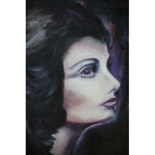 519 - Canvas Oil of Lady 51 x 61cm