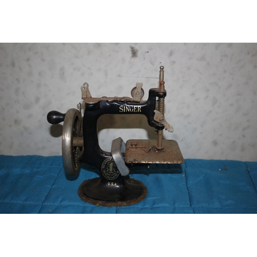Antique Miniature Singer Sewing Machine with Desk Clamp