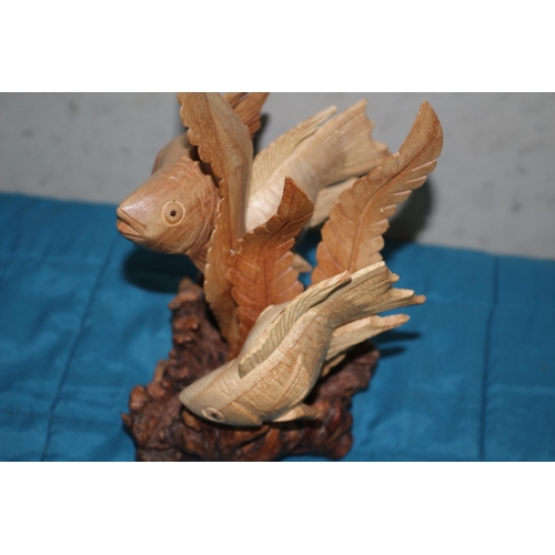 Hand Carved Wooden Fish Sculpture