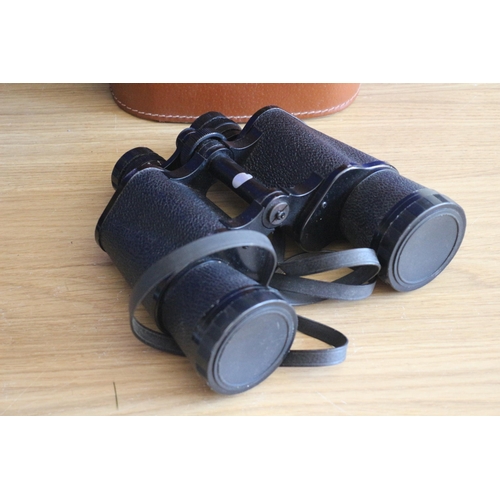 10 - Pair of Zenith Coated Optics 10 x 50 Field Binoculars in Leather Covered Case - Eye and Lens Covers