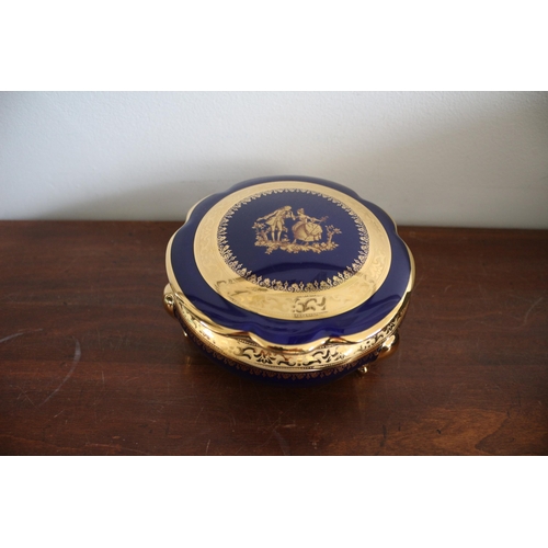 19 - Limoges Porcelain Lidded Pot - 14cm Dia