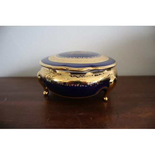 19 - Limoges Porcelain Lidded Pot - 14cm Dia