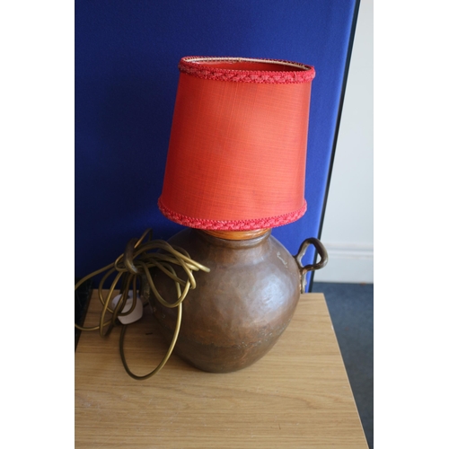 7 - Aged Copper Pot Converted Lamp with Shade