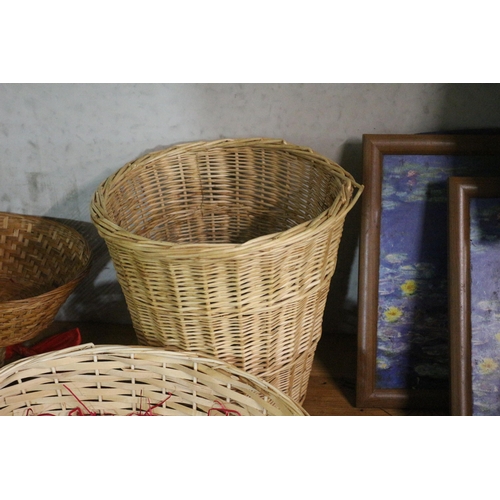 101 - Nice Selection of Wicker Baskets and Cushioned Lap Trays with Prints by Monet on Them