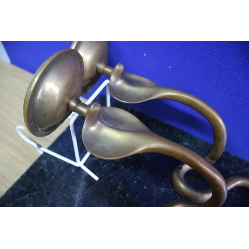 26 - Pair of Tall Solid Brass Cobra Wall Candle Sconces - 54cm