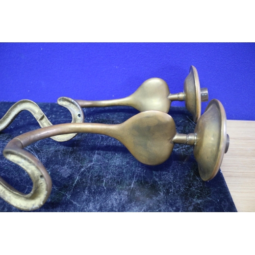 26 - Pair of Tall Solid Brass Cobra Wall Candle Sconces - 54cm