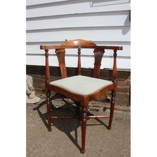 27 - 19th Century Victorian Corner Chair with Oxford Back and Harp Styled Struts