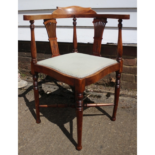 27 - 19th Century Victorian Corner Chair with Oxford Back and Harp Styled Struts