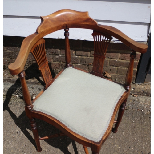 27 - 19th Century Victorian Corner Chair with Oxford Back and Harp Styled Struts