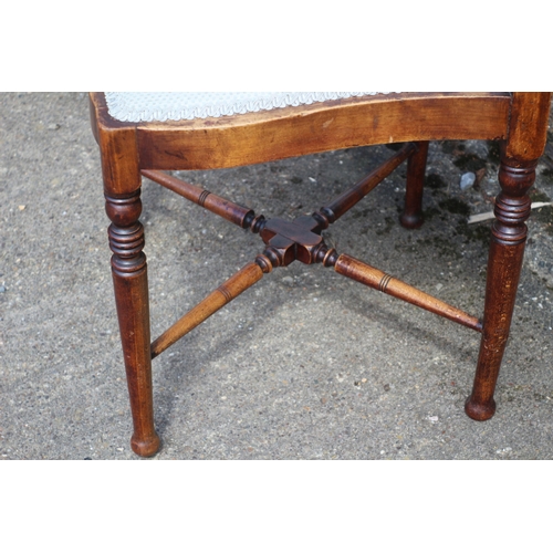 27 - 19th Century Victorian Corner Chair with Oxford Back and Harp Styled Struts