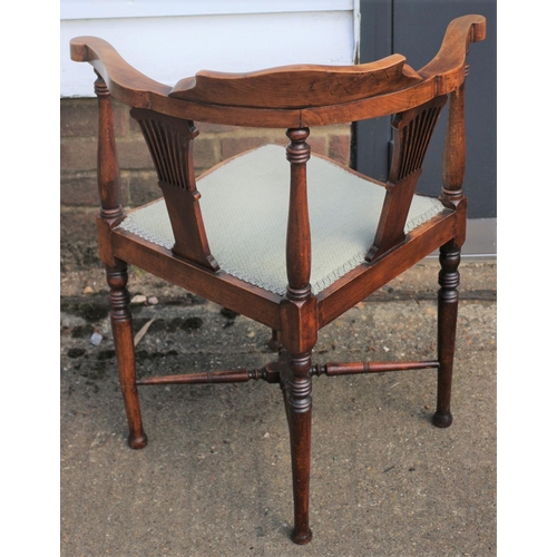 27 - 19th Century Victorian Corner Chair with Oxford Back and Harp Styled Struts