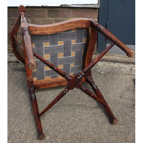 27 - 19th Century Victorian Corner Chair with Oxford Back and Harp Styled Struts