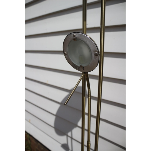 29 - Brass Effect Heavy Floor Lamp with Adjustable Reading Light - Dimmer Switch - Believed Working