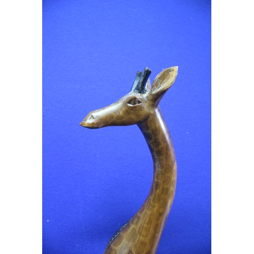 32 - Carved Wooden Giraffe with Patterning and Darkened Mane - 45cm