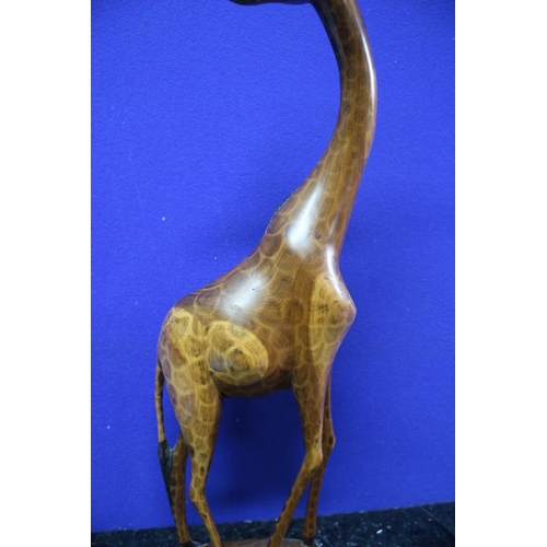 32 - Carved Wooden Giraffe with Patterning and Darkened Mane - 45cm